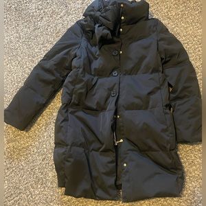 Kate Spade black down puffer jacket with bow neck